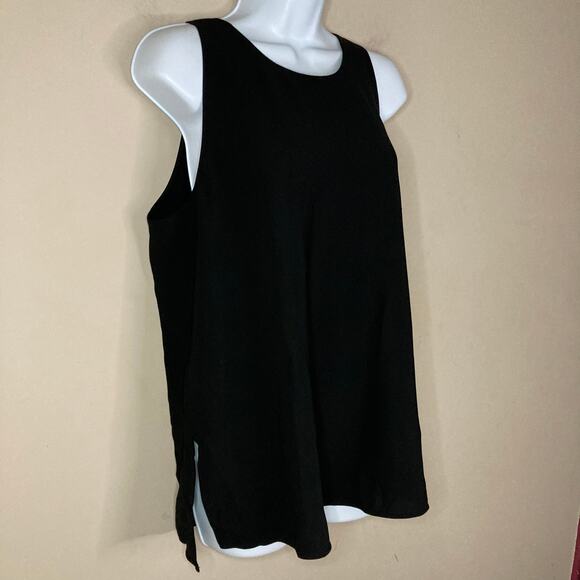 Vince Bonded Laser Black Tank Side Split Keyhole Back High Neck NWT Size Large - Picture 5 of 16